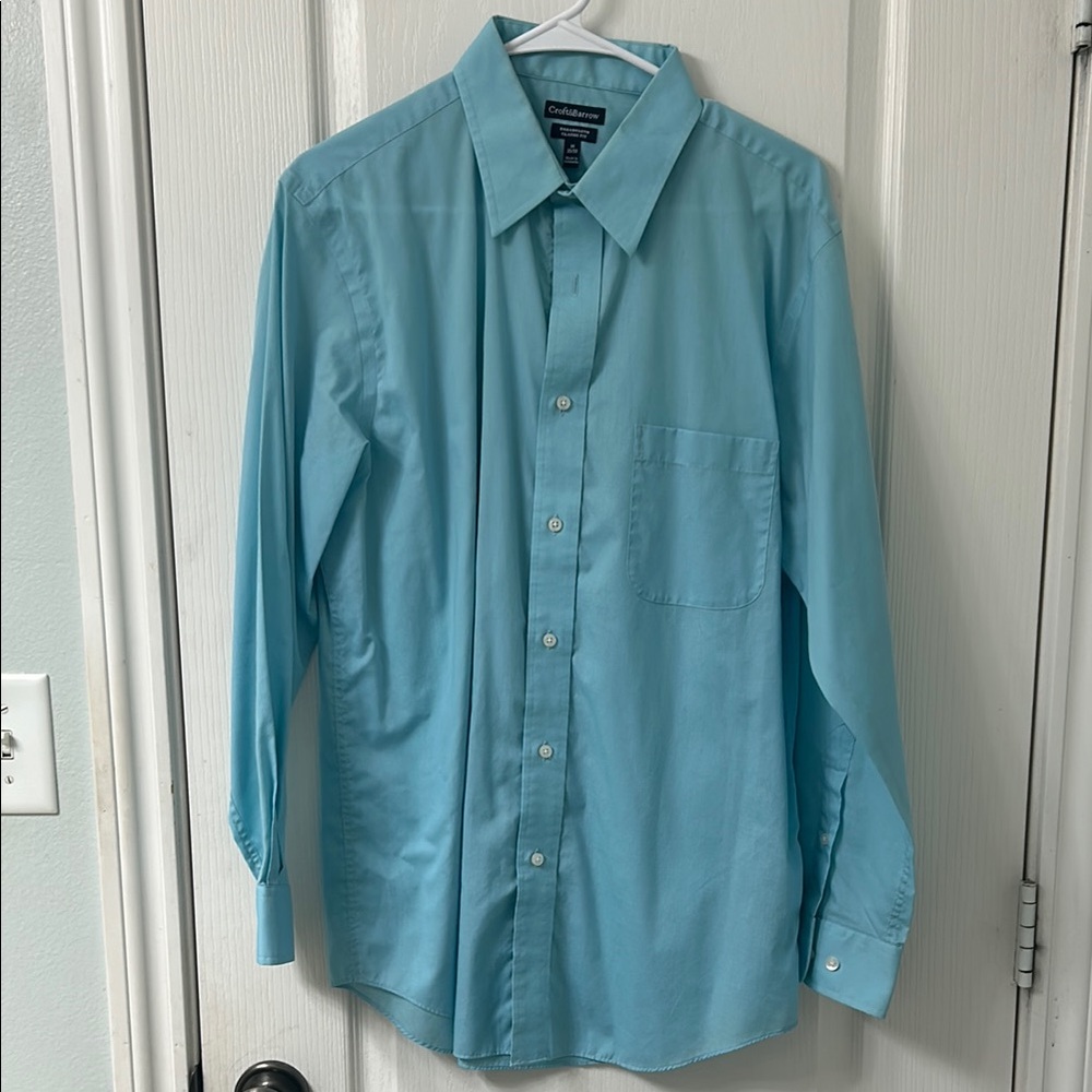 Croft & Barrow Blue Dress Shirt with Pointed Collar